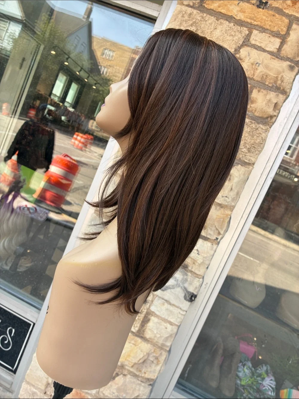Brown Straight Layered Women's Wig - Sleek Natural Finish